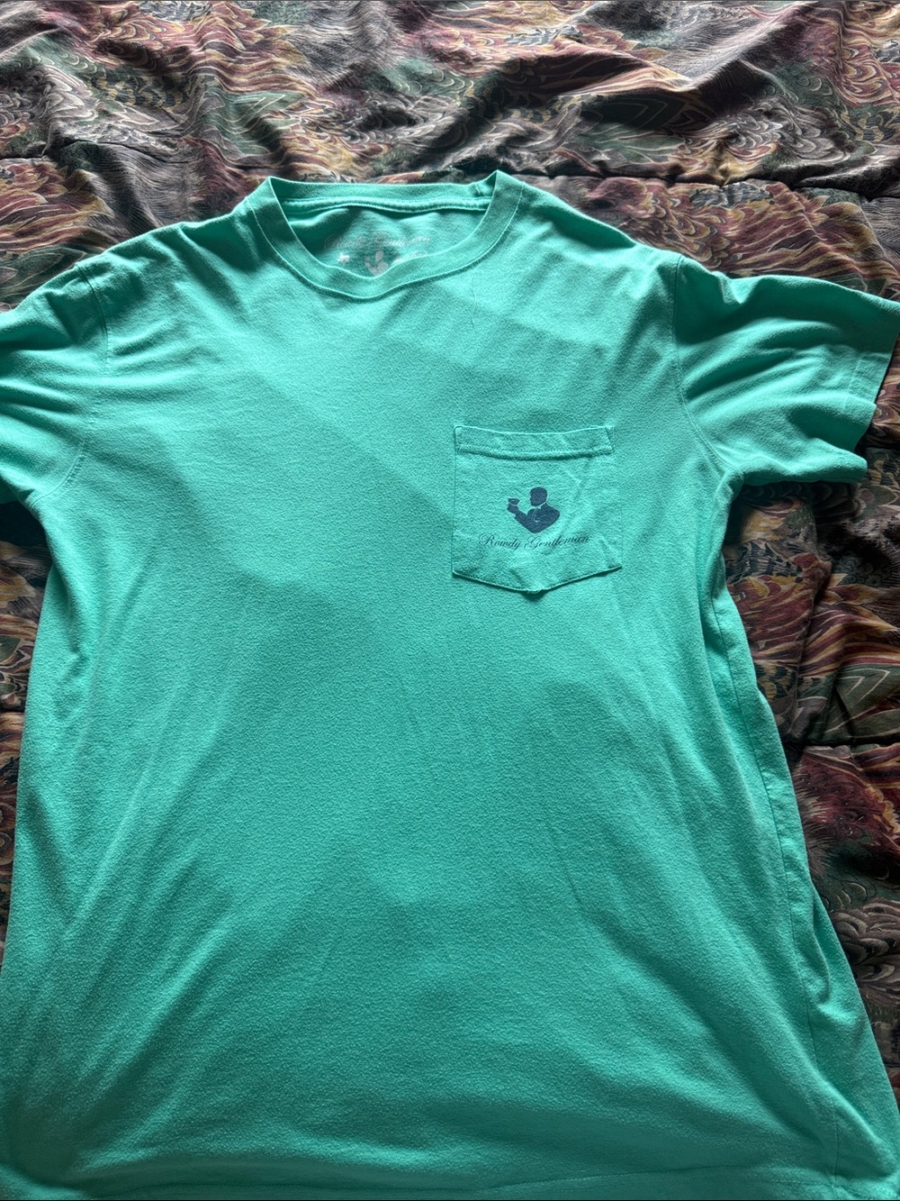 Men's Rowdy Gentleman Teal Pocket T-Shirt with Subtle Chest Logo